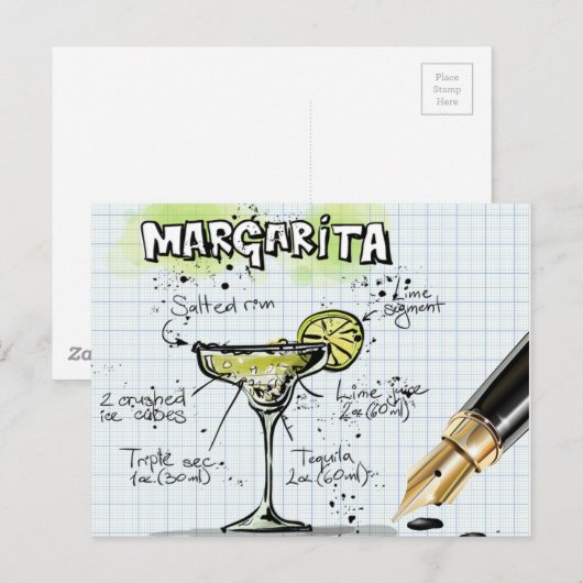 Margarita Drink- Cocktailgeschenk Briefkaart (Voorkant / Achterkant)