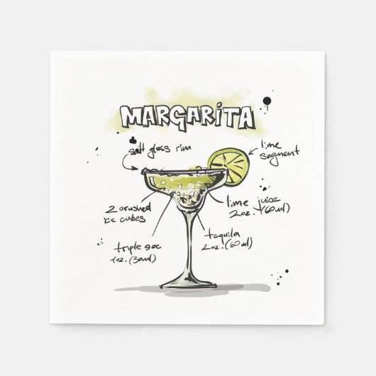 Margarita Drink Recept Cocktail servet (Voorkant)