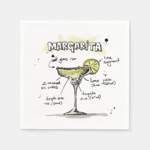 Margarita Drink Recipe Cocktail Napkin Servet