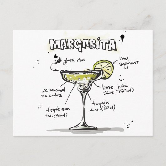 Margarita Drink Recipe Design Briefkaart (Voorkant)