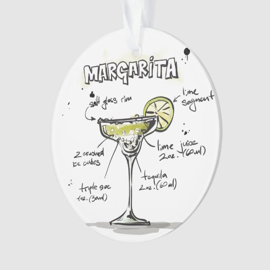 Margarita Drink Recipe Design Ornament (voorkant)