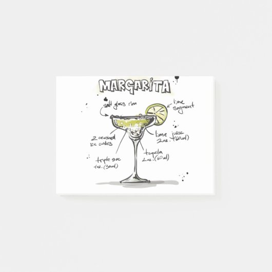 Margarita Drink Recipe Design Post-it® Notes (Voorkant)