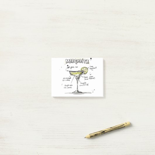 Margarita Drink Recipe Design Post-it® Notes (Op bureau)