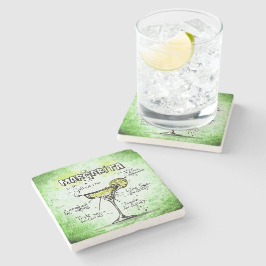 Margarita Drink Recipe Stenen Onderzetter (Zijkant)