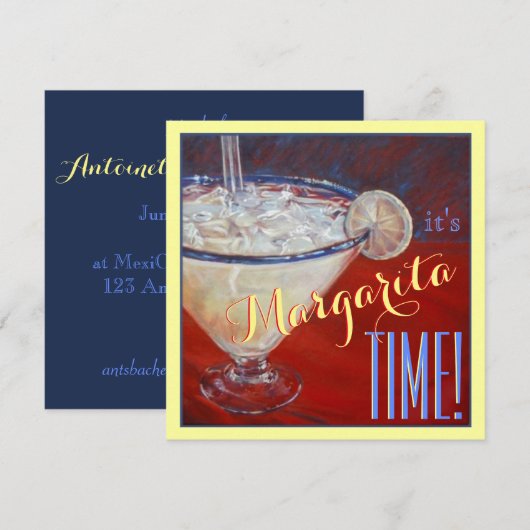 Margarita drink rood blauw geel bachelorette kaart (Voorkant / Achterkant)
