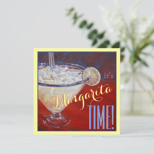 Margarita drink rood blauw geel bachelorette kaart (Staand voorkant)