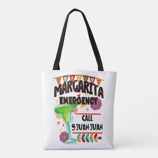 Margarita Emergency Call 9 Juan Funny Mexican Tote Bag (Achterkant)