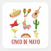 Margarita en boog Coquette Cinco de Mayo Vierkante Sticker (Voorkant)