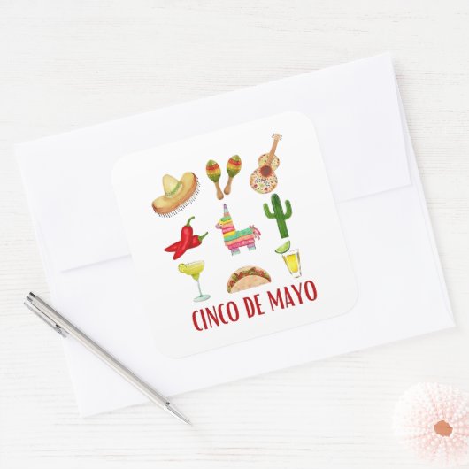 Margarita en boog Coquette Cinco de Mayo Vierkante Sticker (Envelop)