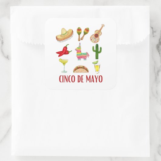 Margarita en boog Coquette Cinco de Mayo Vierkante Sticker (Tas)