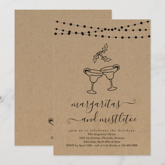 Margarita en Mistletoe-kerstfeestdag Kaart (Voorkant / Achterkant)