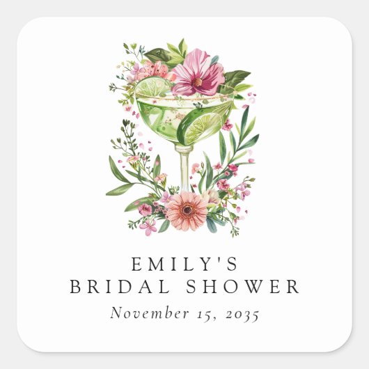 Margarita Feest Bloem Bruidsmeisjes Borrel Vierkante Sticker (Voorkant)