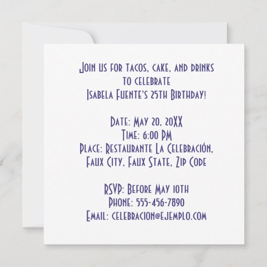 Margarita Feest Cocktail Party Viering Kaart (Achterkant)