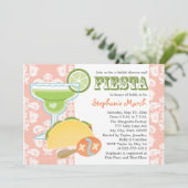 Margarita Fiesta Bridal Shower Invitations Roze Kaart (Staand voorkant)