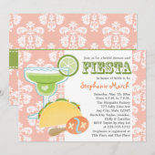 Margarita Fiesta Bridal Shower Invitations Roze Kaart (Voorkant / Achterkant)
