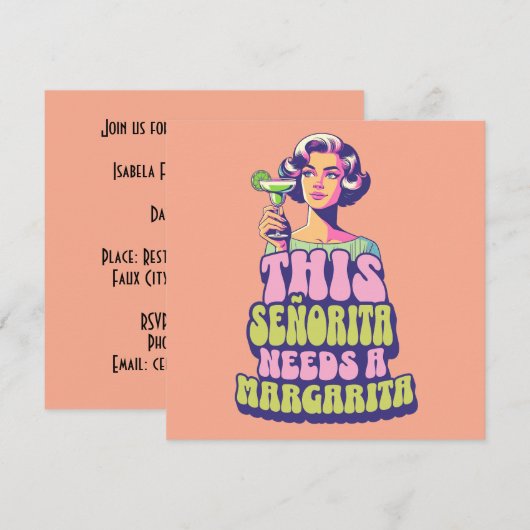 Margarita Fiesta Cocktail Feest Kaart (Voorkant / Achterkant)