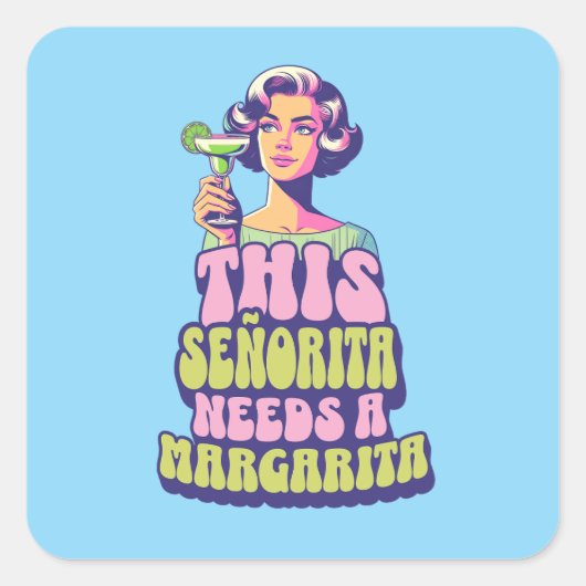 Margarita Fiesta Cocktail Feest Vierkante Sticker (Voorkant)