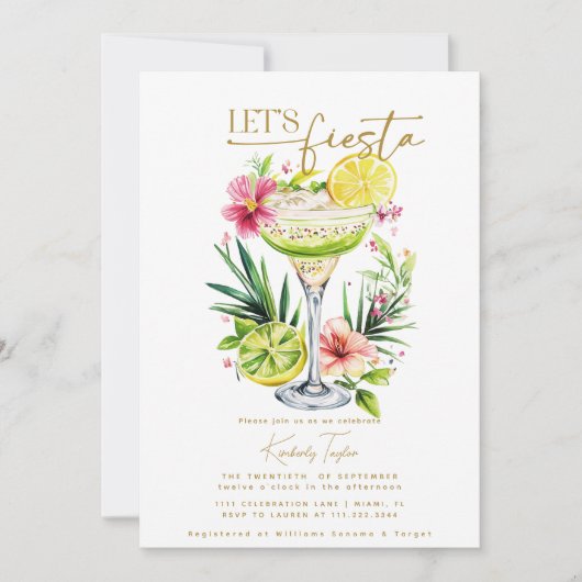 Margarita Fiesta Floral Let's Fiesta Bridal Shower Kaart (Voorkant)