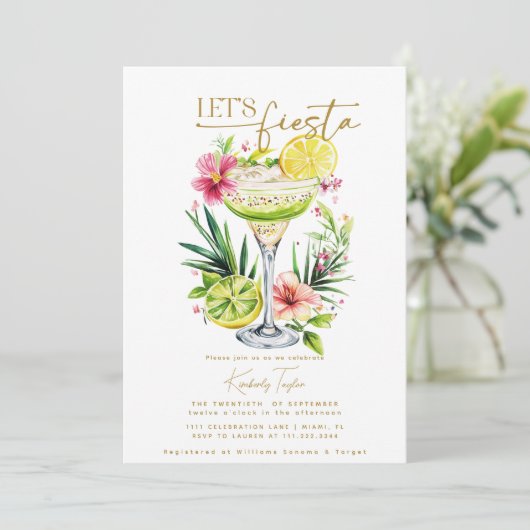 Margarita Fiesta Floral Let's Fiesta Bridal Shower Kaart (Staand voorkant)