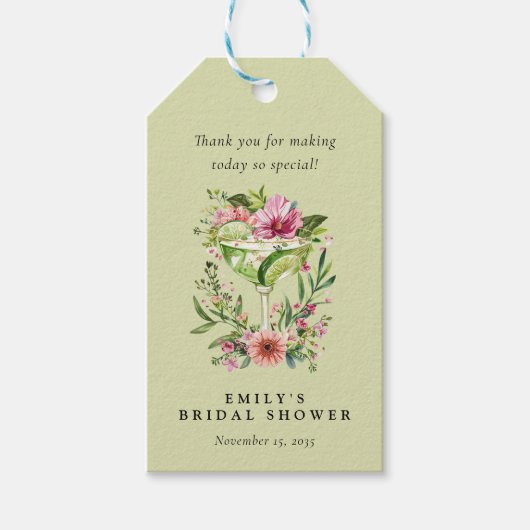 Margarita Fiesta Floral Vrijgezellenfeest Cadeaulabel (Voorkant)