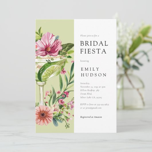 Margarita Fiesta Floral Vrijgezellenfeest Kaart (Staand voorkant)