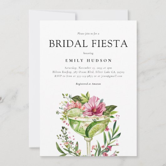 Margarita Fiesta Floral Vrijgezellenfeest Kaart (Voorkant)