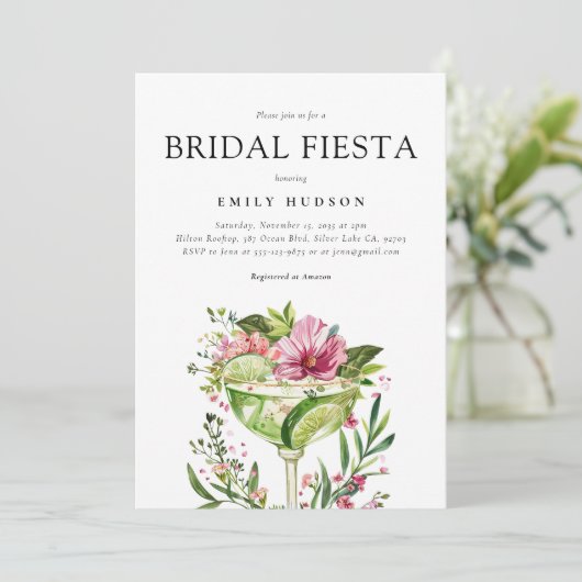 Margarita Fiesta Floral Vrijgezellenfeest Kaart (Staand voorkant)