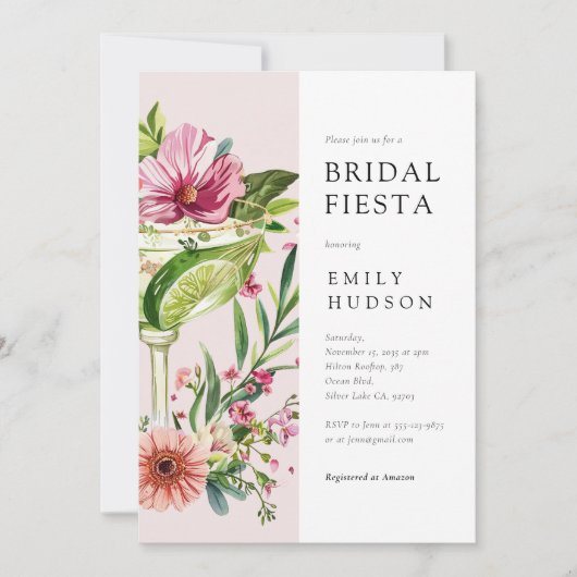 Margarita Fiesta Floral Vrijgezellenfeest Kaart (Voorkant)