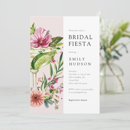 Margarita Fiesta Floral Vrijgezellenfeest Kaart (Staand voorkant)