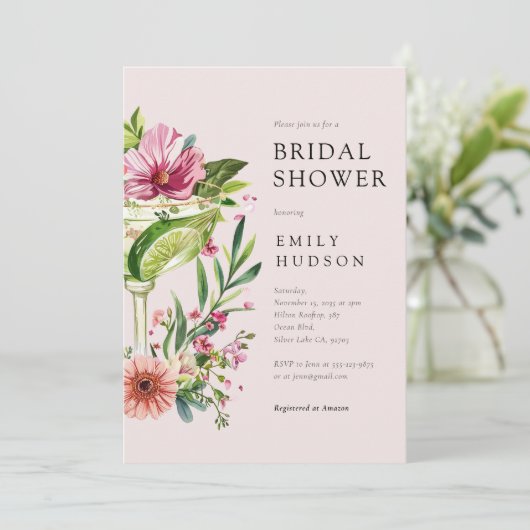 Margarita Fiesta Floral Vrijgezellenfeest Kaart (Staand voorkant)