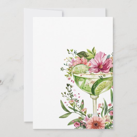 Margarita Fiesta Floral Vrijgezellenfeest Kaart (Achterkant)