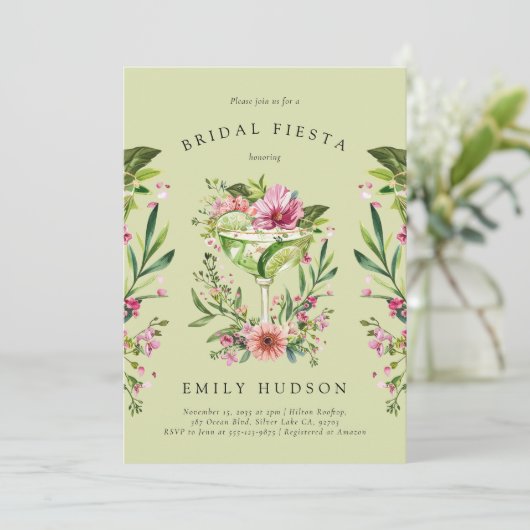 Margarita Fiesta Floral Vrijgezellenfeest Kaart (Staand voorkant)