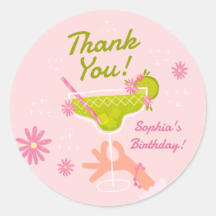 Margarita Fiesta Verjaardagsfeest Dank U Kaart Ronde Sticker