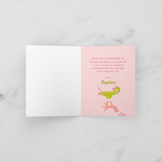 Margarita Fiesta Verjaardagsfeest Dankjewel Card (Binnen)