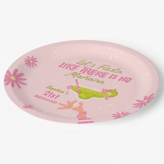 Margarita Fiesta Verjaardagsfeestje Papieren Borde Papieren Bordje (Gekanteld)