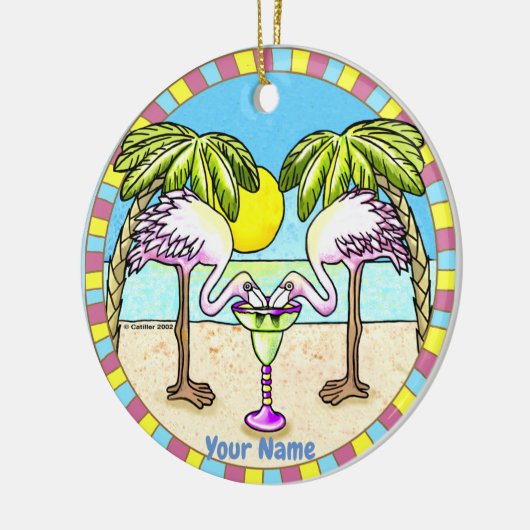 Margarita Flamingo  Keramisch Ornament (Links)