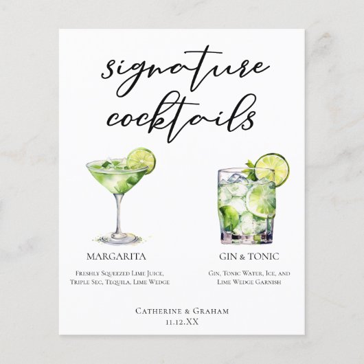 Margarita Gin & Tonic Signature Cocktails Menu (Voorkant)
