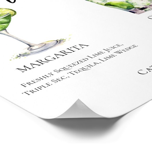 Margarita Gin & Tonic Signature Cocktails Menu Poster (Hoek)