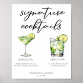 Margarita Gin & Tonic Signature Cocktails Menu Poster (Voorkant)