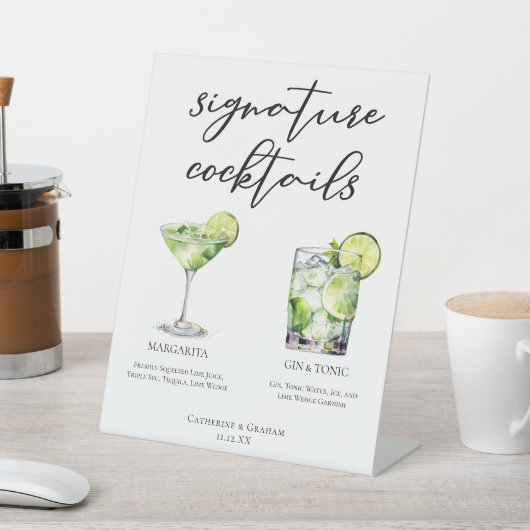 Margarita Gin & Tonic Signature Cocktails Menu Reclamebord Met Voetstuk (Insitu)