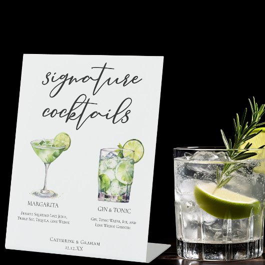 Margarita Gin & Tonic Signature Cocktails Menu Reclamebord Met Voetstuk