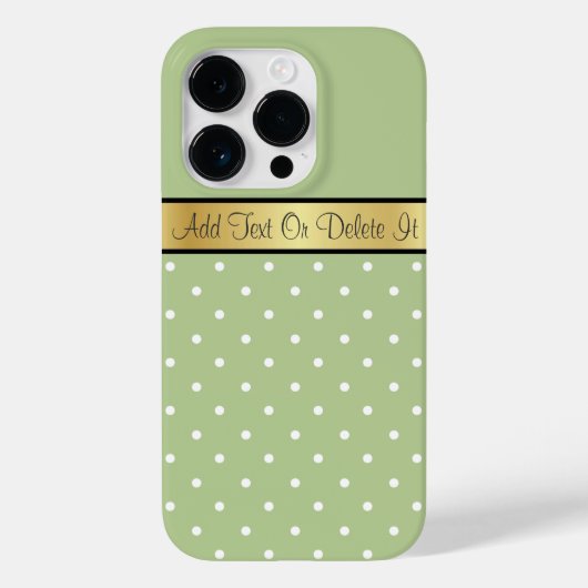 Margarita Green White Polka Dots, Gold Ribbon Name Case-Mate iPhone Case (Achterkant)
