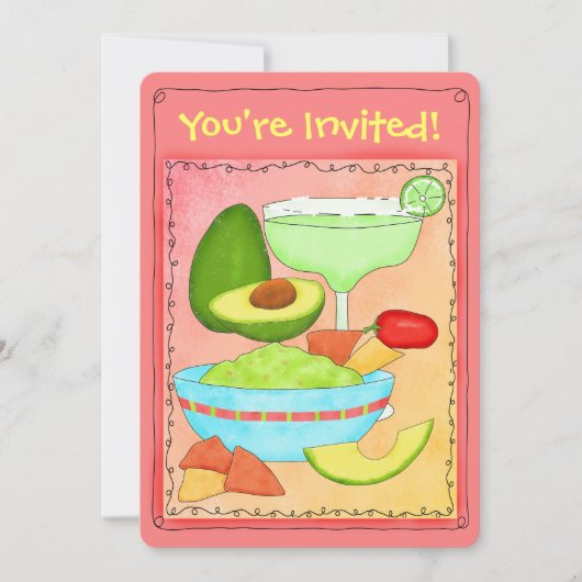 Margarita Guacamole Party Celebration Invitation Kaart (Voorkant)