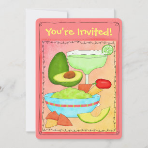 Margarita Guacamole Party Celebration Invitation Kaart
