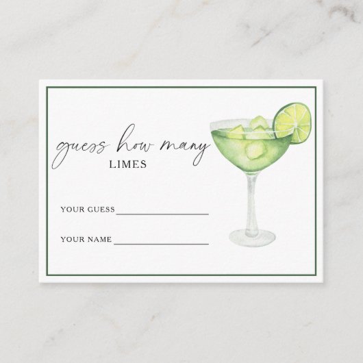 Margarita & Huwelijk Hoeveel limoenen bruidsspel Informatiekaartje (Voorkant)