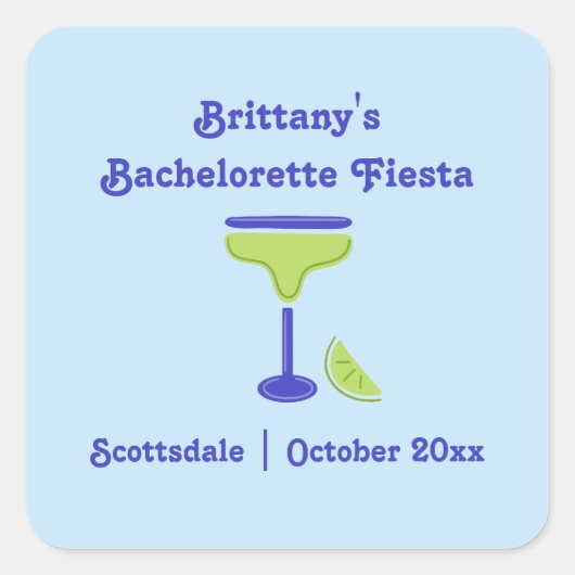 Margarita Lime vrijgezellenfeest feestfavor Vierkante Sticker (Voorkant)
