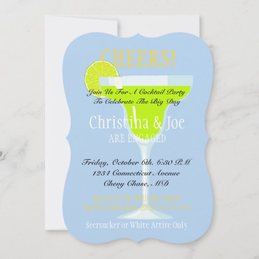 Margarita & Limes Fiesta Bruilofts Cocktailparty Kaart (Voorkant)