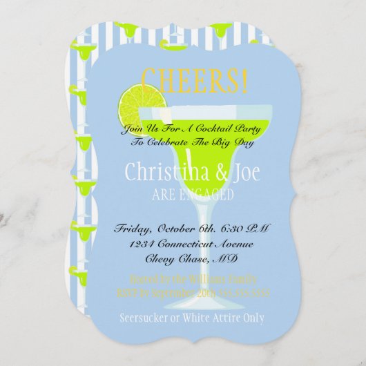 Margarita & Limes Fiesta Bruiloftscocktailparty Kaart (Voorkant / Achterkant)