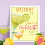 Margarita Limoen Custom Bachelorette Party Welkom Poster<br><div class="desc">Lemon Limoen Margarita Margs & Matrimony Custom Bachelorette Party Welkom Poster</div>