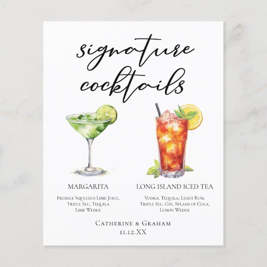 Margarita Long Island Tea Signature Cocktails Menu (Voorkant)